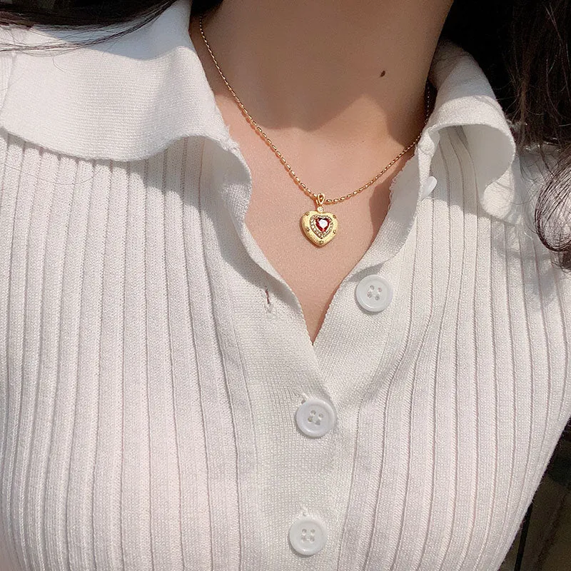 Royal Red Heart Necklace (Solid Silver)