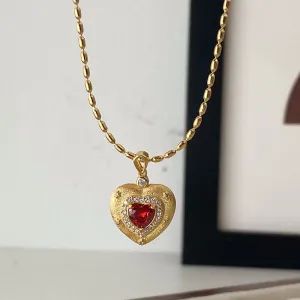 Royal Red Heart Necklace (Solid Silver)