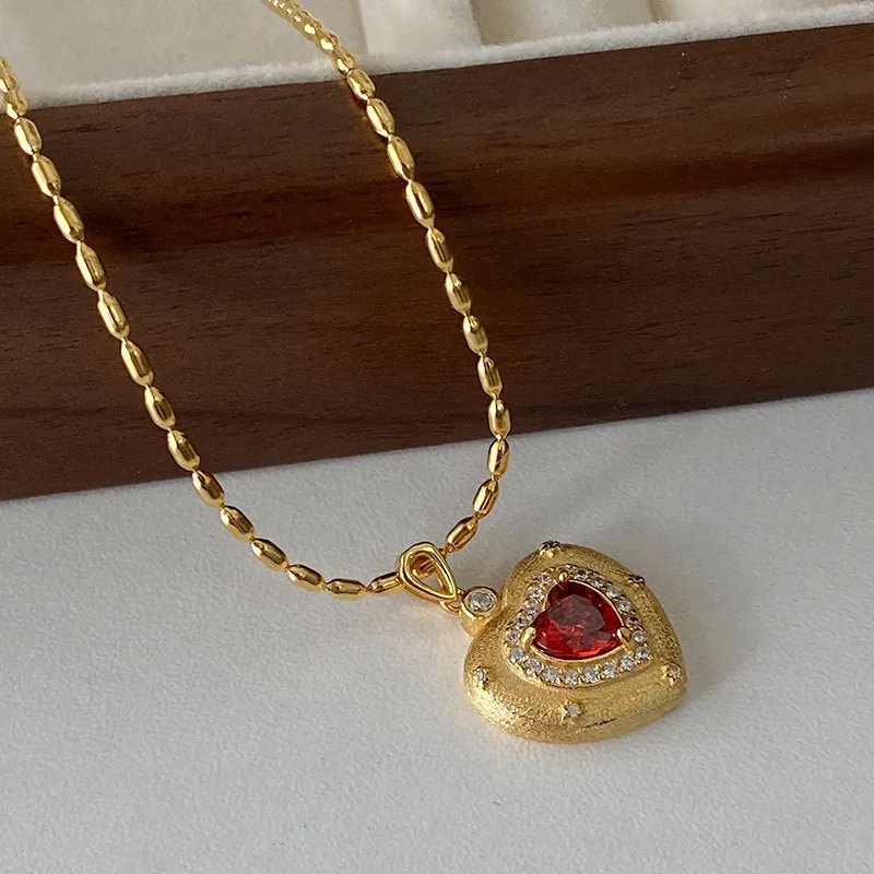 Royal Red Heart Necklace (Solid Silver)