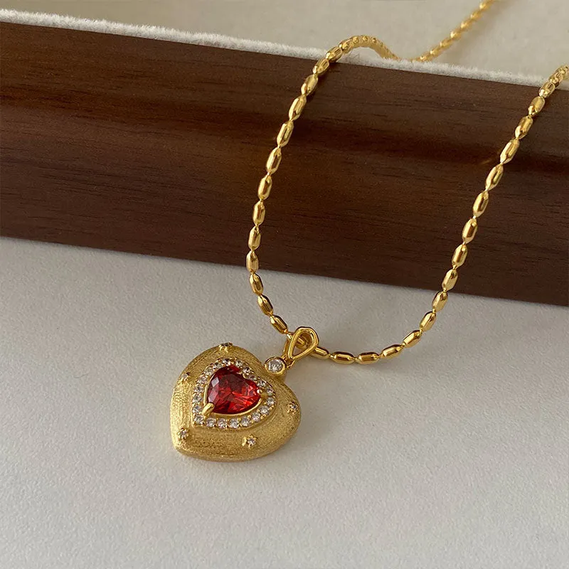 Royal Red Heart Necklace (Solid Silver)