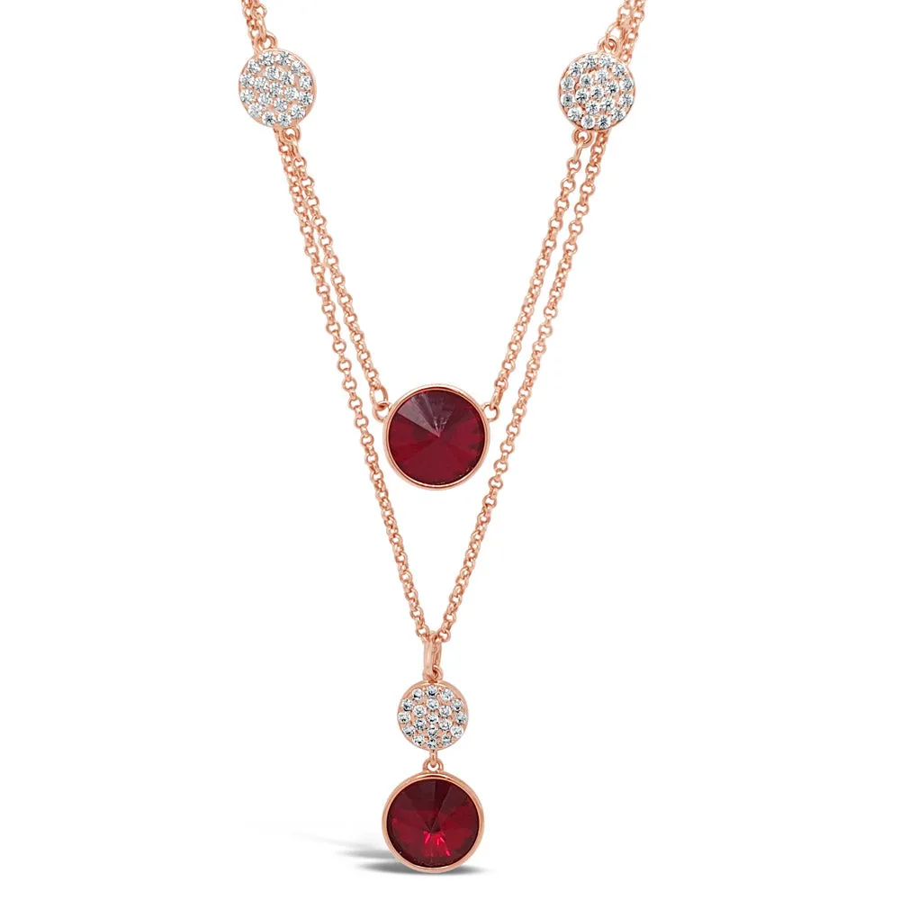 Ruby Rose Gold Diamante Garnet Double Necklace