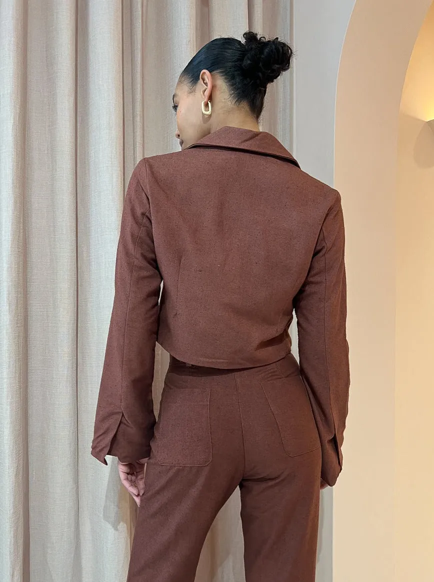Savannah Morrow Jada Cropped Jacket in Mahogany