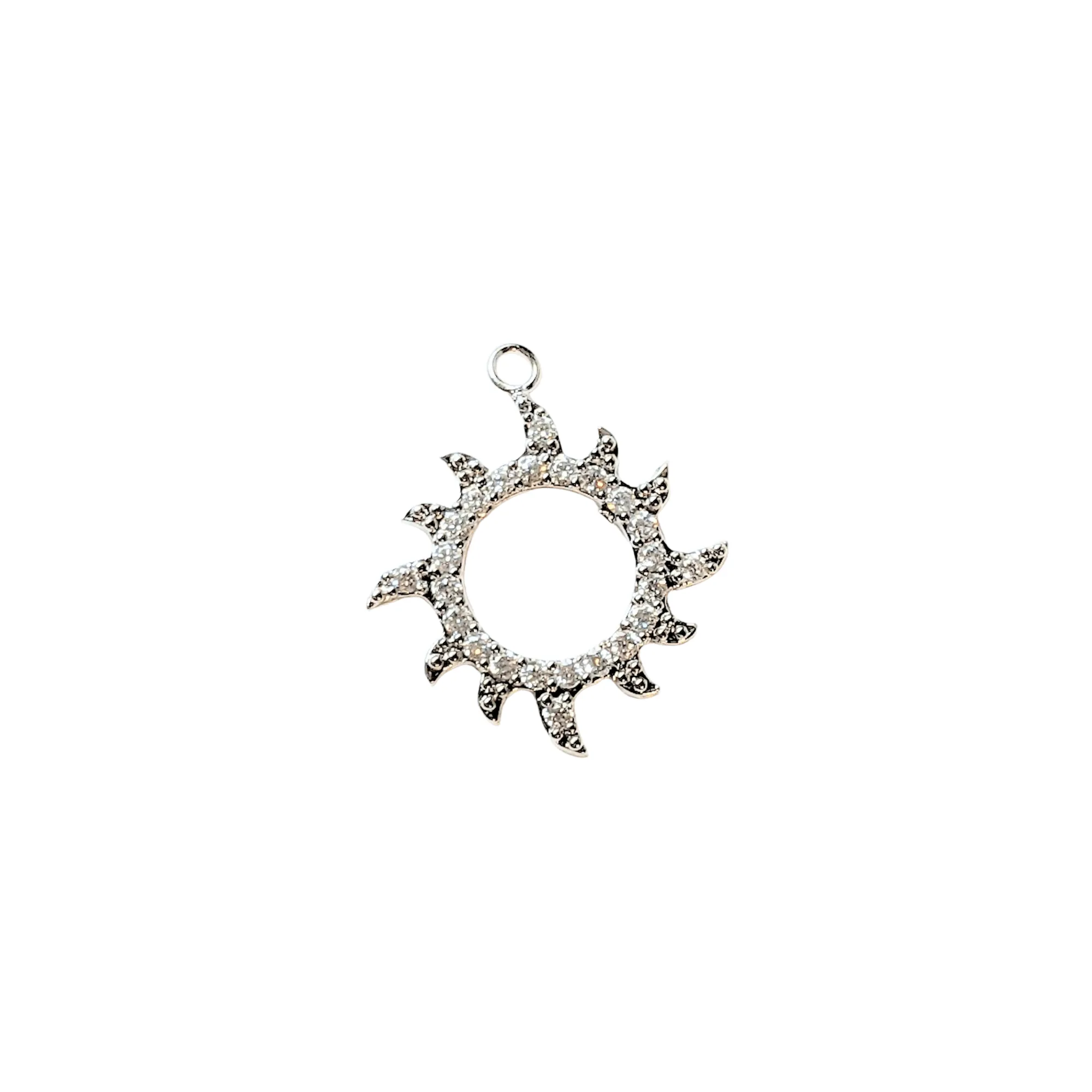 Silver CZ Open Sun Charm Pendant