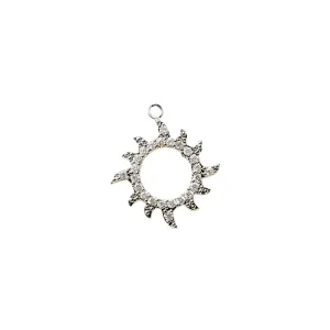Silver CZ Open Sun Charm Pendant