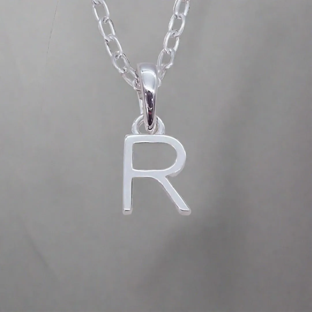 Silver Initial and January Garnet Birthstone Necklace