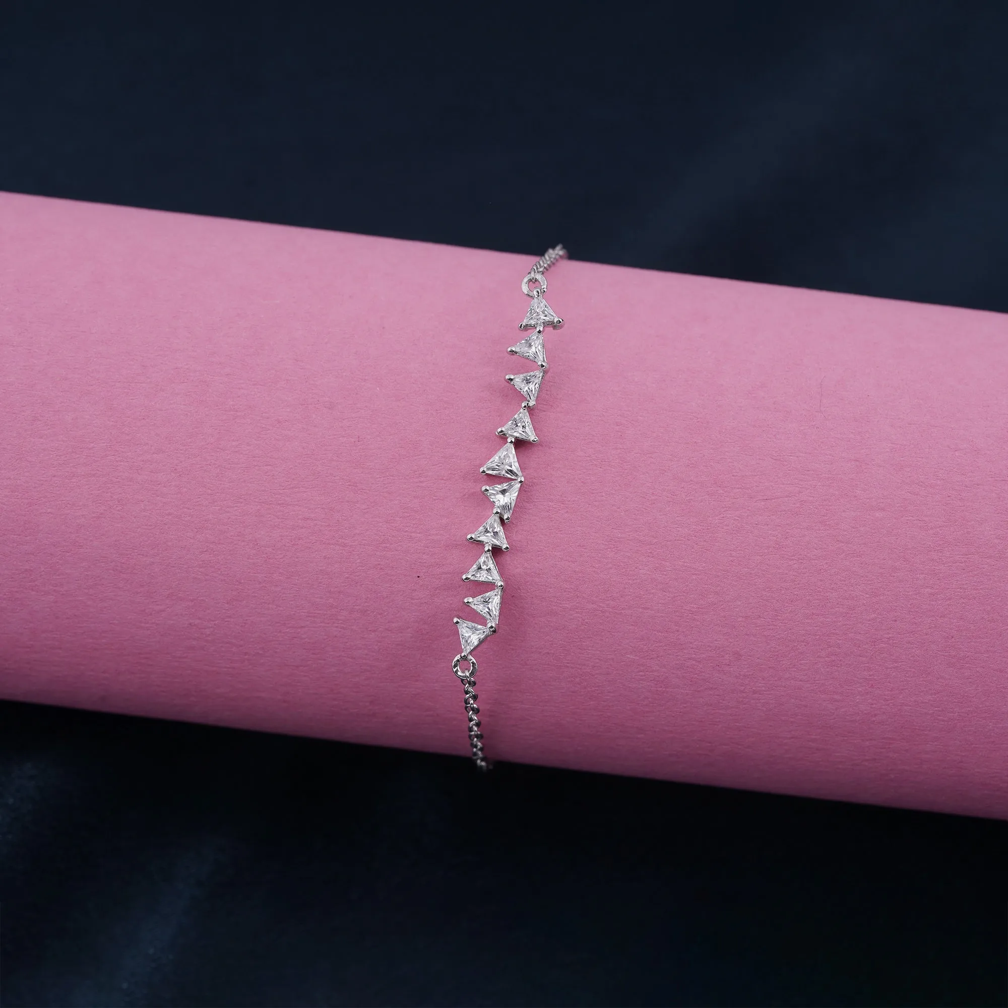 Silver Trillion Crystal Bracelet For Her