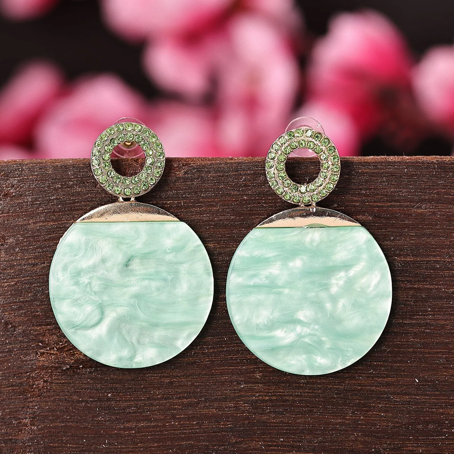 Sukkhi Fascinating Drop AD Green Gold Plated Earring For Women