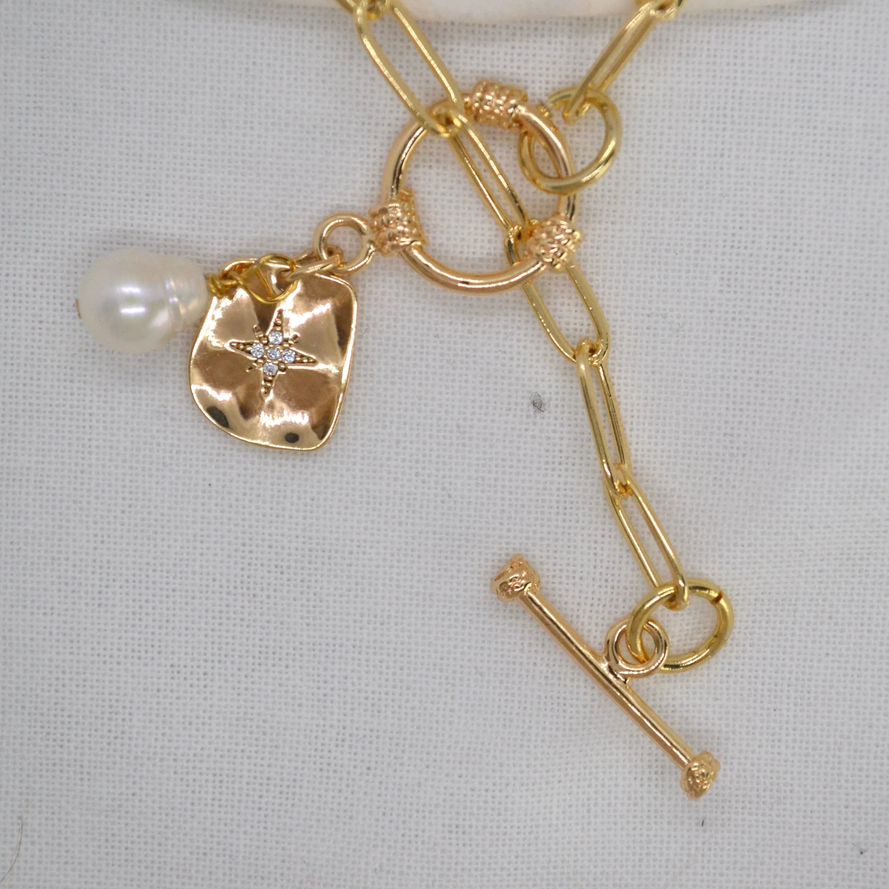Tanjung Aan ~ 24k Gold Plated Toggle Necklace