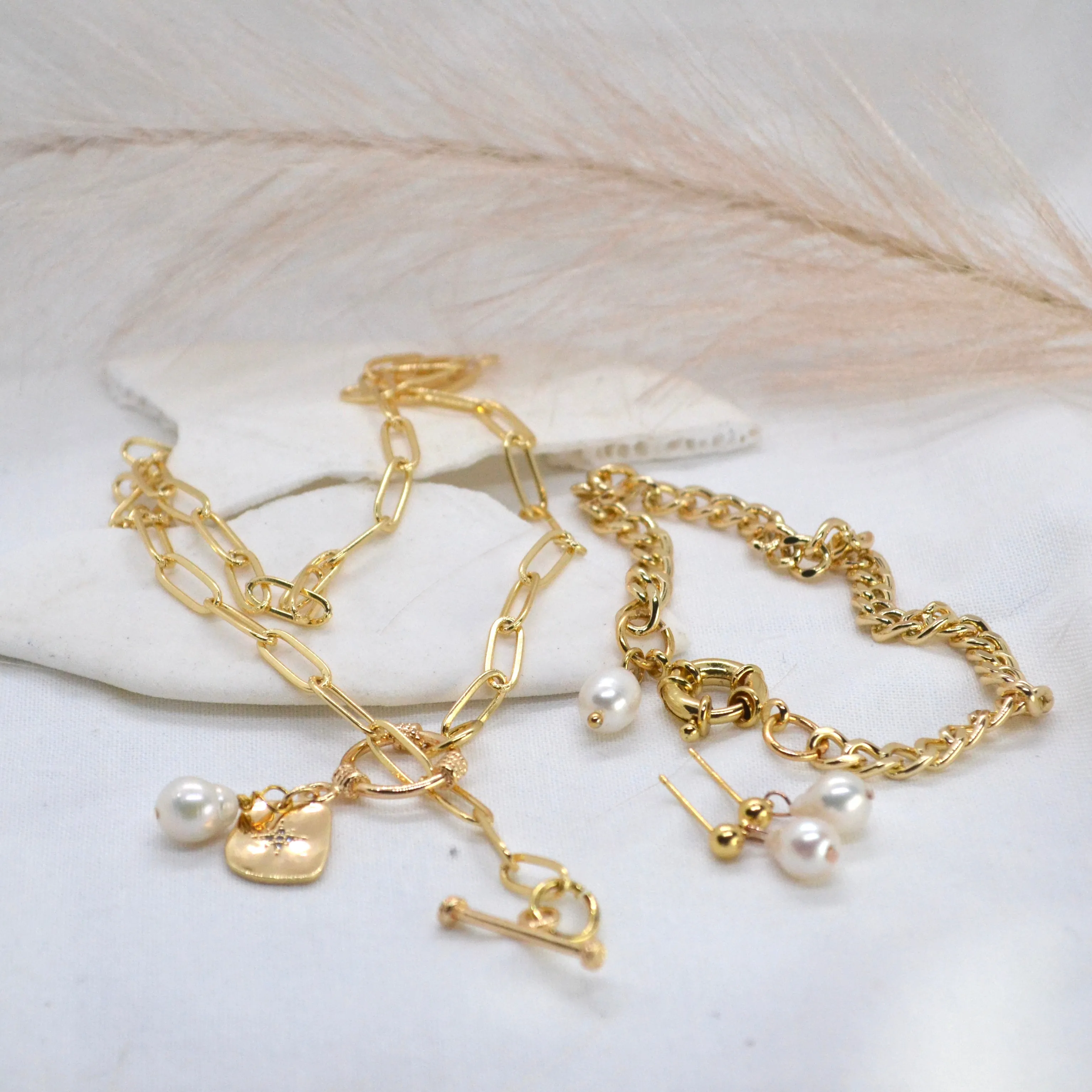 Tanjung Aan ~ 24k Gold Plated Toggle Necklace