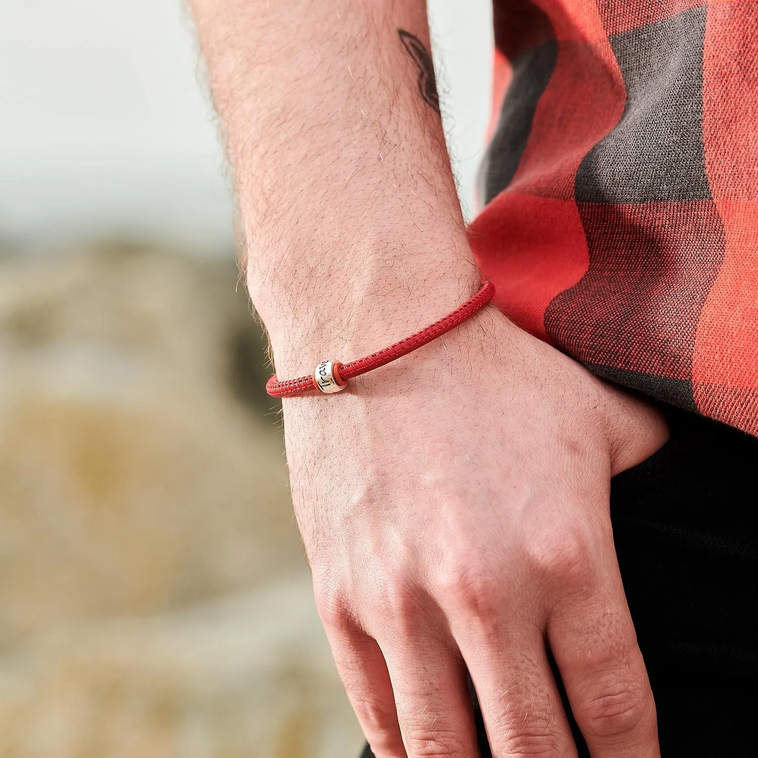 Travel Safe Silver & Leather Bracelet