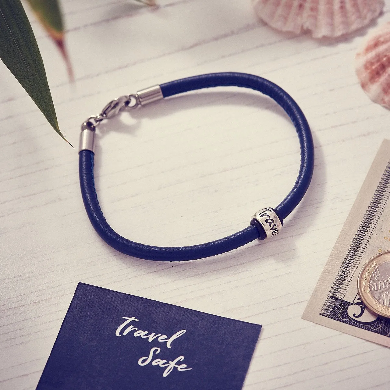 Travel Safe Silver & Leather Bracelet