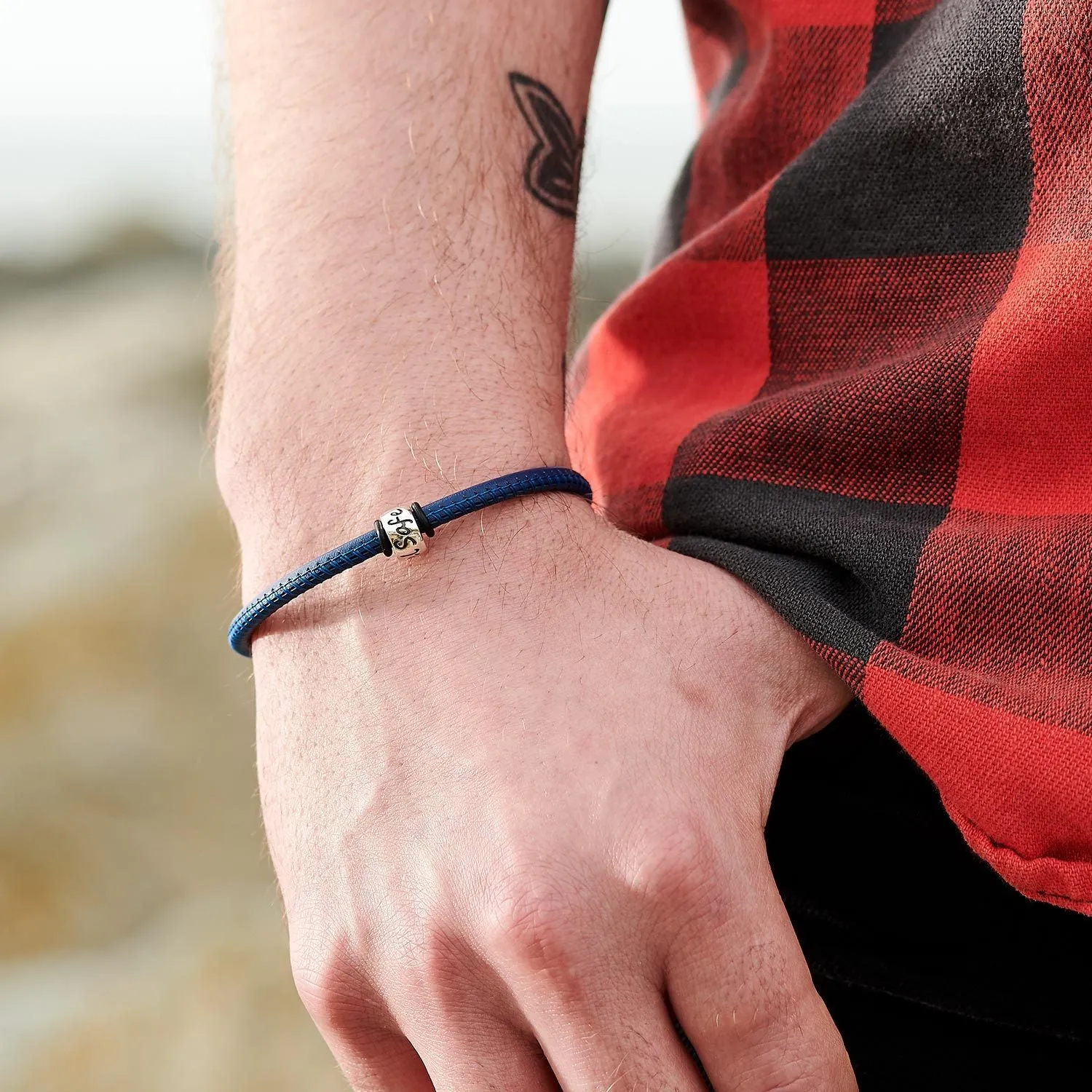 Travel Safe Silver & Leather Bracelet