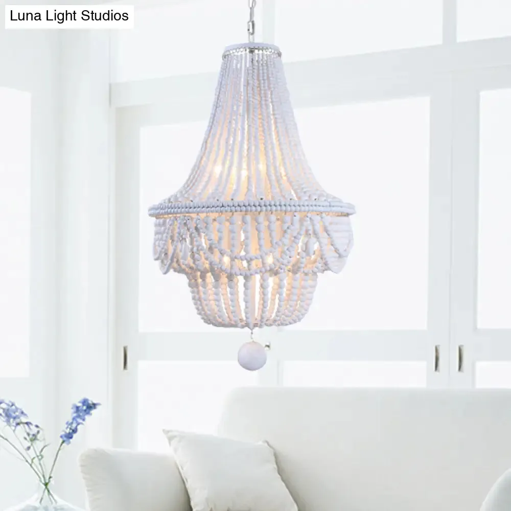 White Wood Jar Empire Chandelier with 8 Bulbs: Modern, Hanging Ceiling Light