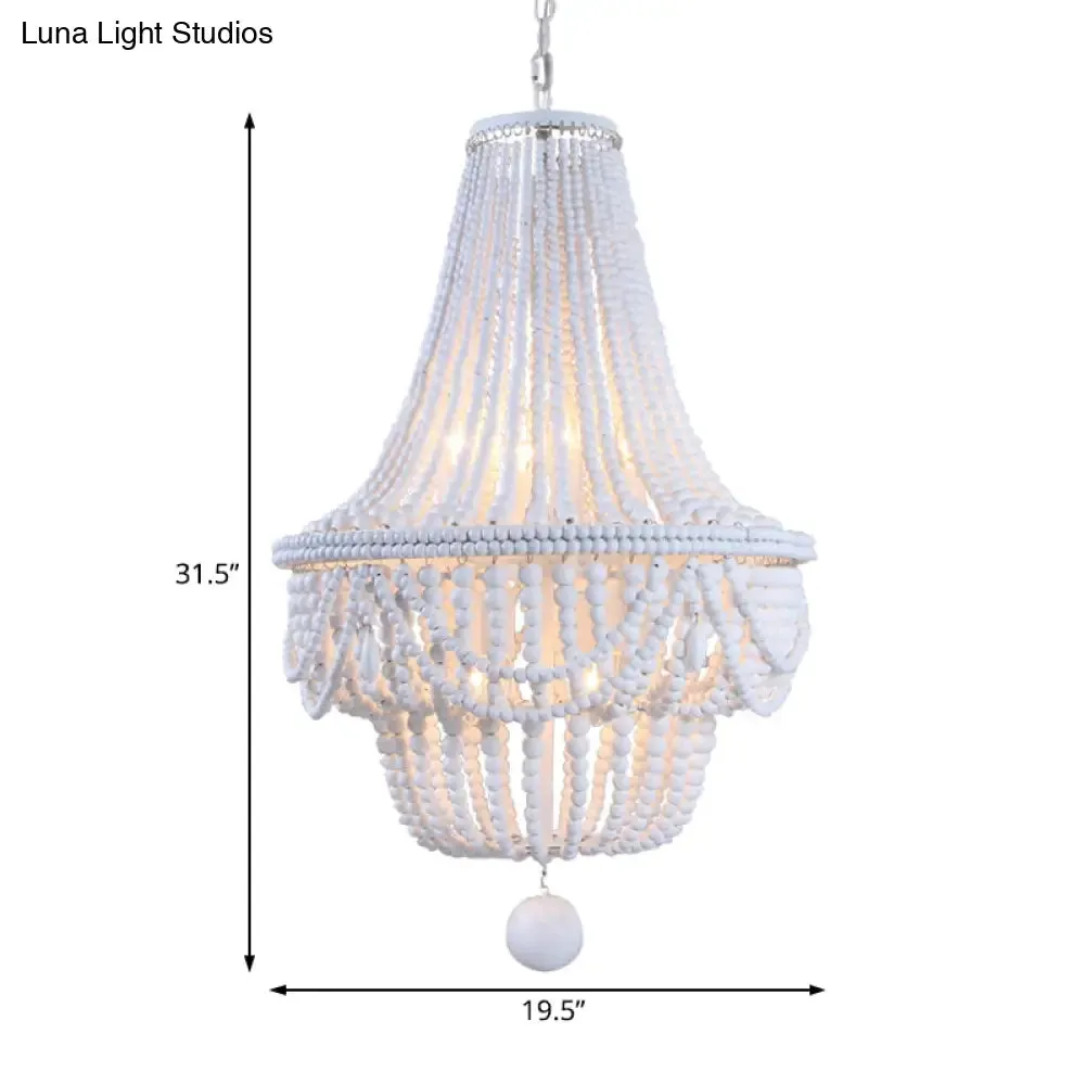 White Wood Jar Empire Chandelier with 8 Bulbs: Modern, Hanging Ceiling Light