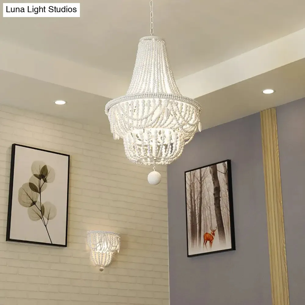 White Wood Jar Empire Chandelier with 8 Bulbs: Modern, Hanging Ceiling Light