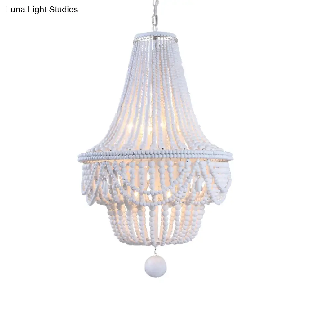 White Wood Jar Empire Chandelier with 8 Bulbs: Modern, Hanging Ceiling Light