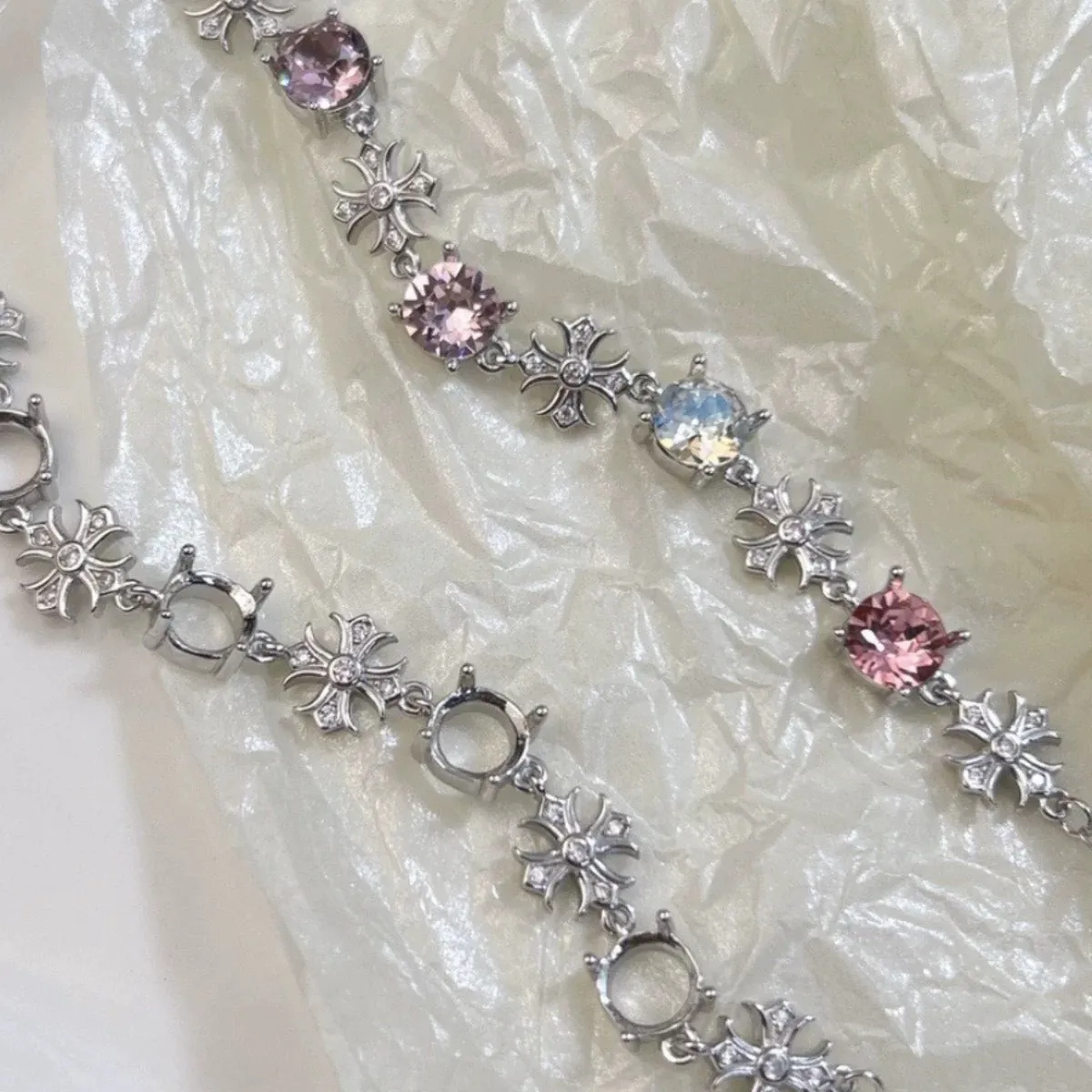 Wholesale Diamond hollow exquisite fantasy cross princess DIY bracelet